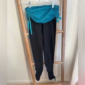 RARE Lululemon Fold-OverLeggings Ruched Ribbed Gray Heathered Laguna 4